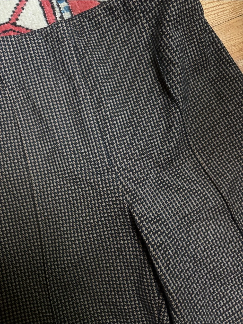 Veronica Beard Stretch Brown Houndstooth Straight-Leg Dress Pants 2
